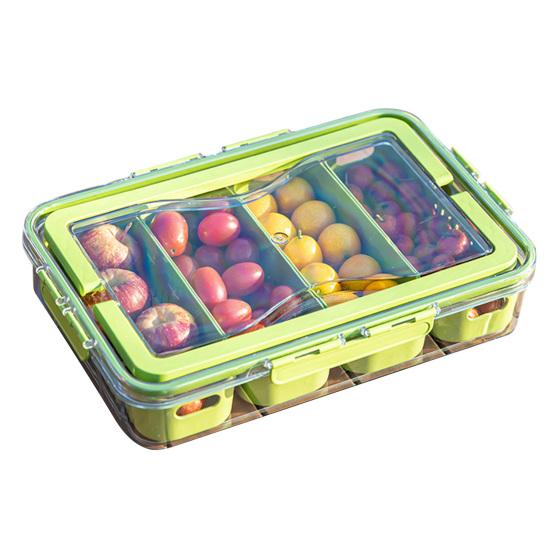 Food Storage Box Snack Box Container with Lid Large Capacity BPA Free Transparent Design Easy to Clean Divided Serving Tray