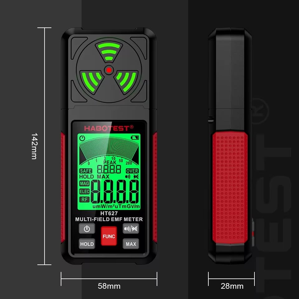 zmart 3 in 1 Electromagnetic Radiation Tester Portable Handheld Portable Radio Frequency Field Tester Portable Digital EMF Meter HT627 Electromagnetic