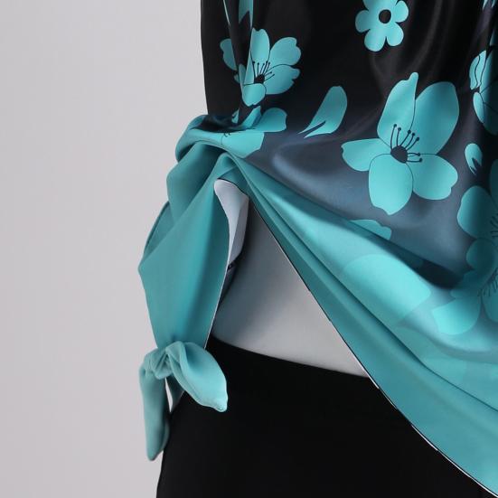 2Pcs/Set Women Summer Tankini Set O-Neck Sleeveless Padded Printing Tops Solid Color Mid-rise