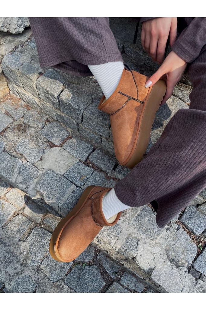 Women Modern Stylish Fashion Rayne Flat Heel Fur Lined Tan Color Women's Boots