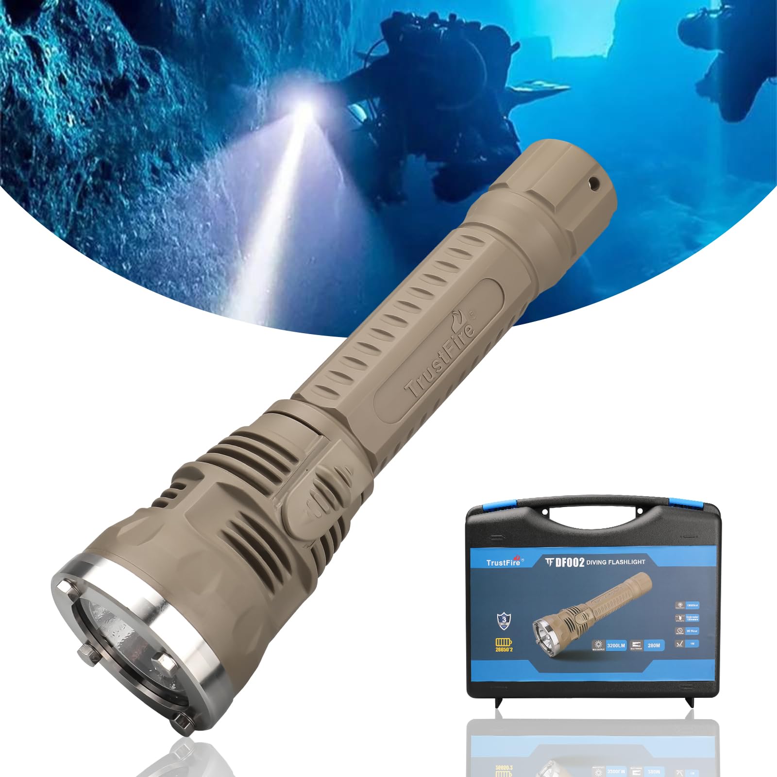 

TrustFire DF002 Diving 3200LM LED Underwater Stepless Ideal for and Outdoor Light, Flashlight, IPX-8 Waterproof, Light, Handheld, Shockproof,