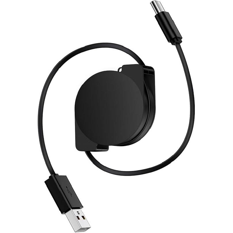 USB Type C Cable Fast Charging 3.3FT Retractable Cell Phone Charger USB to USB C Car Charger Short Cord for Samsung Galaxy A25/A35/A54/A16/A15/S25 1Pack-Black