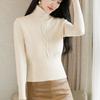 Women's Turtleneck Sweater Autumn Winter Short Solid Color Elastic Knitted Top Slim Fit Pullover Knitted Sweater.