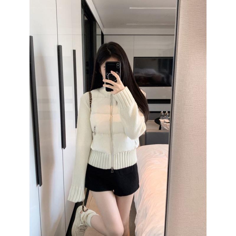 

2023 Winter Favorite Patchwork Wool Knit Down Coat XS (Recommended 75-85 kg)