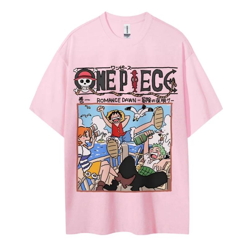 ONE PIECE Peripheral Products Men's 2025 Summer Casual Oversized Tee Breathable Cotton Daily Lounging and Comic Themed Parties