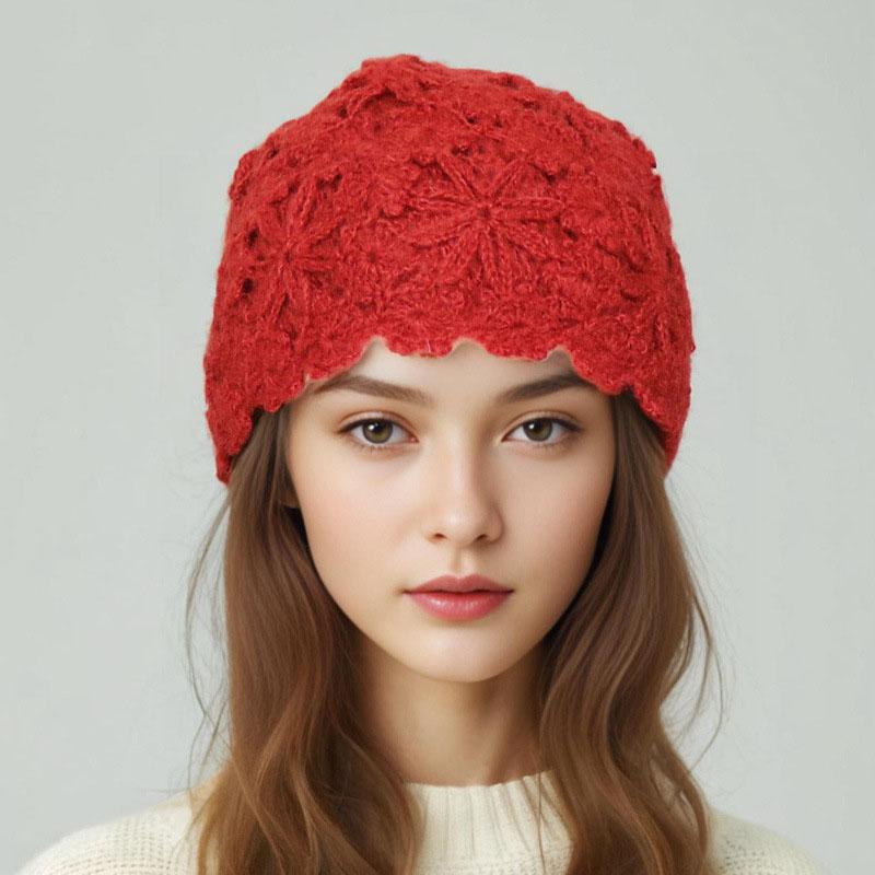 Módní Pevná čepice s čepicí pro ženy Zimní čepice Pletená podzimní čepice Skullies Květiny Dámská Teplá čepice s čepicí Baret Cestovní čepice