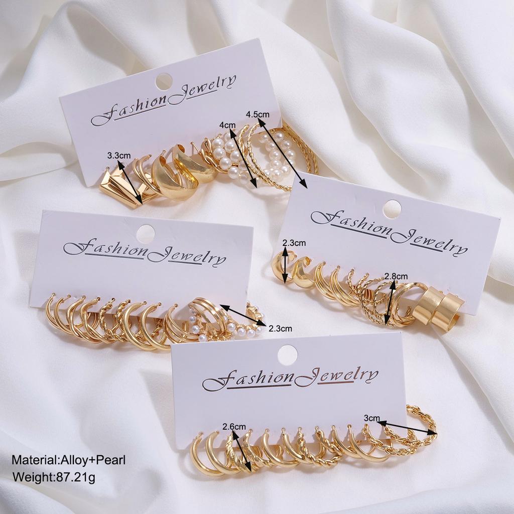 24 Pcs Gold Color Vintage Hoop Earrings Set for Women Girl Boho Pearl Geometric Metal Twist Earring Fashion Jewelry Gifts 2026