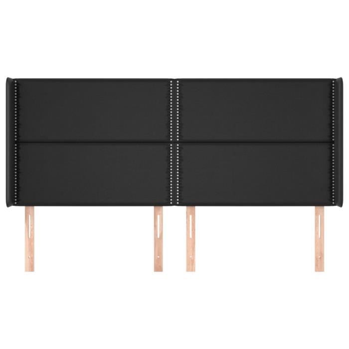 VidaXL Tête de lit avec oreilles Noir 203x16x118-128 cm Similicuir3119548
