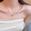 Elegant Zirconium Titanium Steel Necklace - Trendy Korean Style Round Clavicle Chain for Women