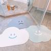 Cute Cloud-Shaped Non-Sticky, Water-Absorbent Leather Floor Mat for Bathroom and Toilet Entrance, Non-Slip, Quick-Drying, Dirt-Resistant Foot Mat