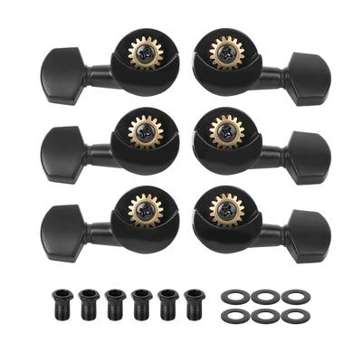 6Pcs Guitar Tuning Knob Locking Tuners Pegs Black Musical Instrument Accessories(3r3L)