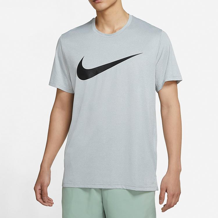Nike Logo Print Breathable Quick-Drying Sports Short-Sleeved T-Shirt Men Tops Grey Black CZ2418-073
