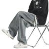Spring and Autumn New American Retro Washed Jeans Men's Loose Straight-Piece Elastic Waist Wide Legs