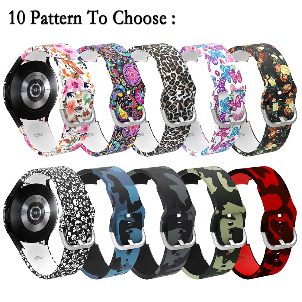Kreativ silikonrem for Samsung Galaxy Watch 6/6 klassisk kunstnerisk halloween-hodeskalletrykkmønster Klokkebånd Sportarmbånd
