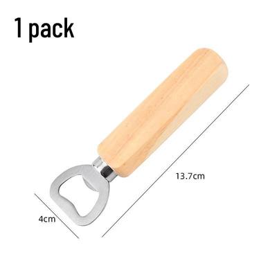ZISIZ Wooden Handle Stainless Steel Beer Bottle Opener