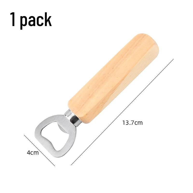 ZISIZ Wooden Handle Stainless Steel Beer Bottle Opener