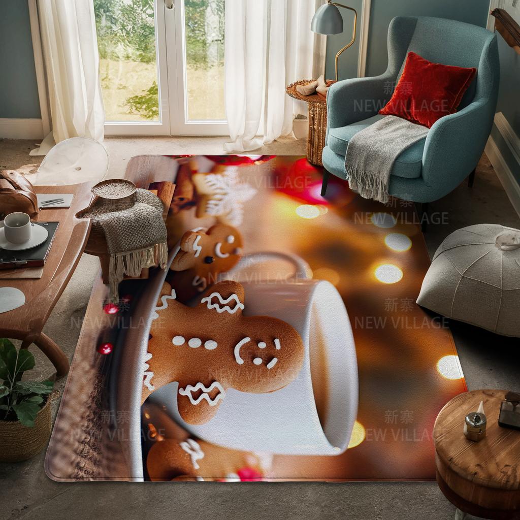 House Entrance Carpet Home Door Mat Living Room Bath Foot Bathroom Non-slip Water Absorption Rugs Bath Merry Christmas Winter