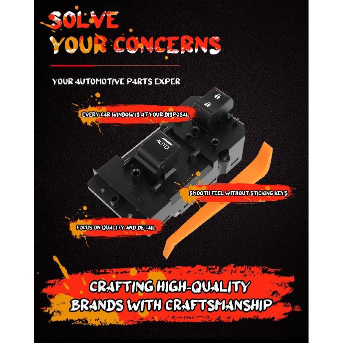 CCIYU Power Window Switch Front Right Passenger Side Fit 2013-2017 for Honda Accord Window Control Switch 35760T2AA01 35760-T2A-A01 DWS1668 1S13121
