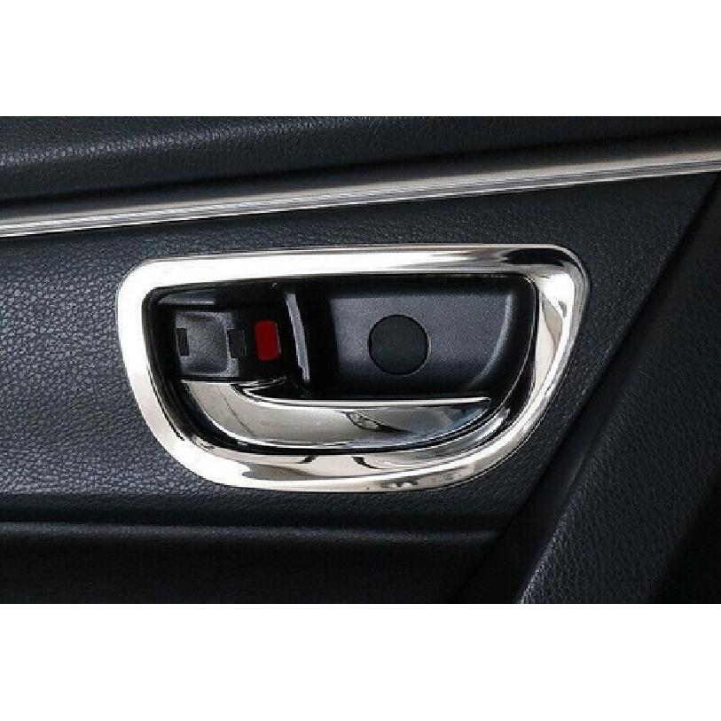 For Toyota Corolla 2014- Chrome Steel Inner Door Handle Lock Frame Trim 4pcs