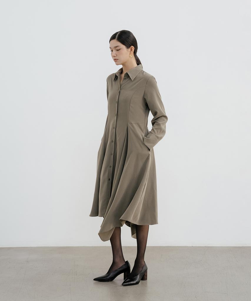 YOUNESS Khaki Shirt Dress