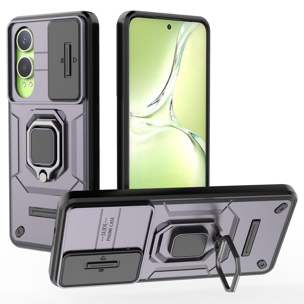 For OnePlus Nord CE4 Lite 5G/Oppo K12x 5G (China) Case Kickstand PC+TPU Phone Shell with Lens Cover