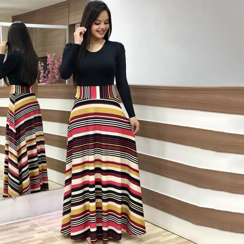 Buy Women S Fashion Autumn And Winter Printed Color Blocking One Piece Long Sleeved Dress At Affordable Prices Free Shipping Real Reviews With Photos Joom