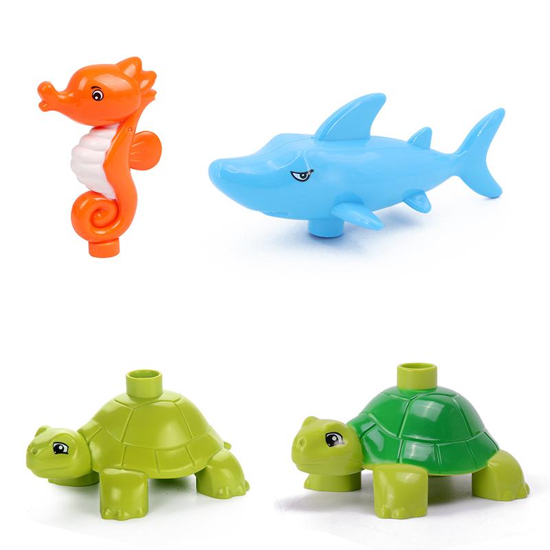 Big Building Blocks Marine Farm Animal Cat Dog Accessories Lion Shark Compatible With Duploed City Education Children Gift Toys