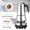 9 Cups 450ml Stainless Steel Moka Coffee Maker Pot Percolator + Stove