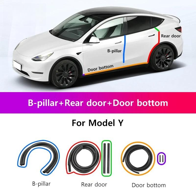 Car Door Seal Strip for Tesla Model Y Juniper Model 3 Highland 2025 Front and Rear Door Waterproof Rubber Noise Reduction Part