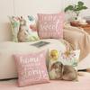 Easter Bunny Pillow Linen Print Pink Set Combination Pillowcase Simple Versatile Sofa Cushion