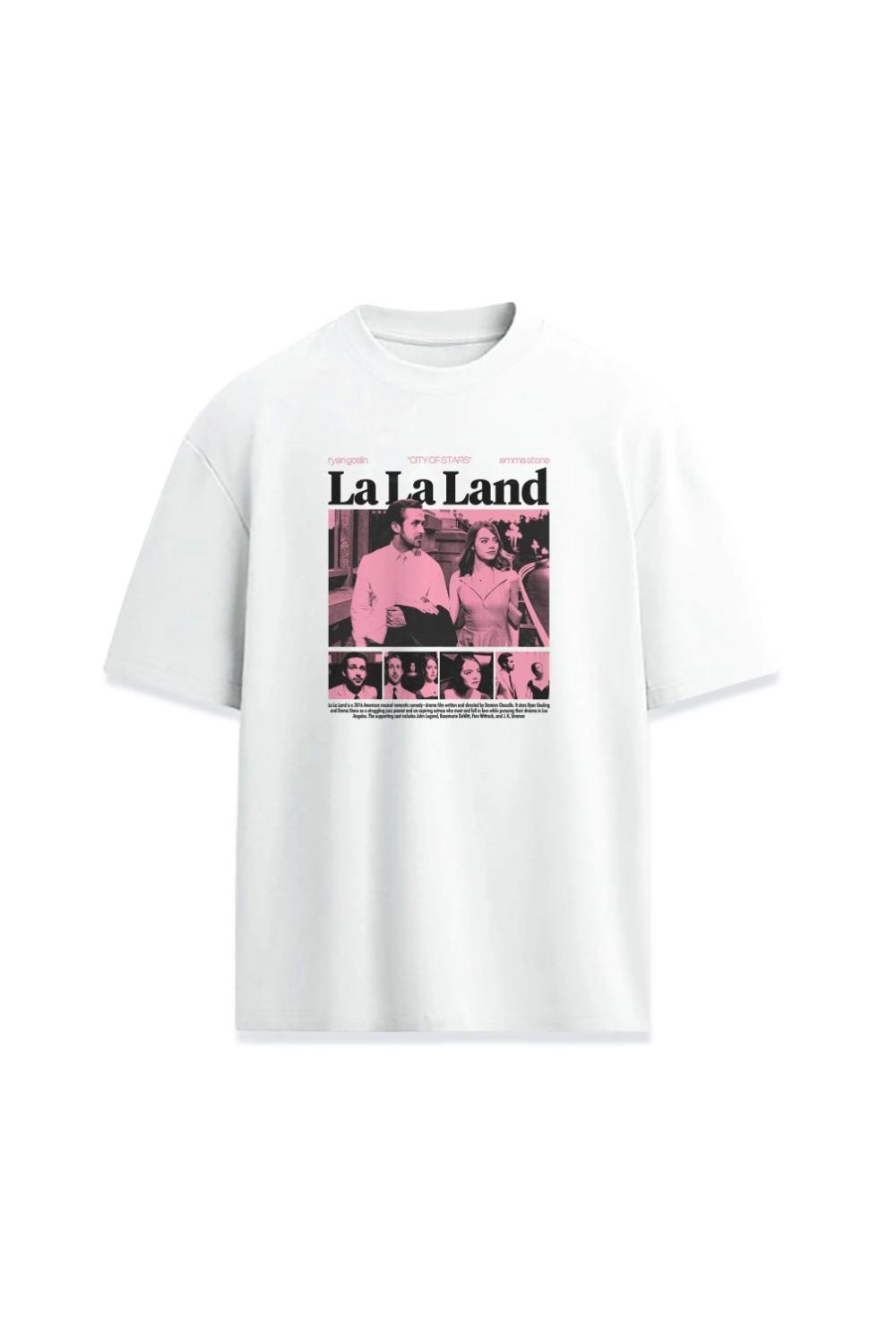 Iconic Movie La La Land Cover Scene Quotes Pink Design Tee Front Printed Unisex Shirt Premium Tshirt 3XL