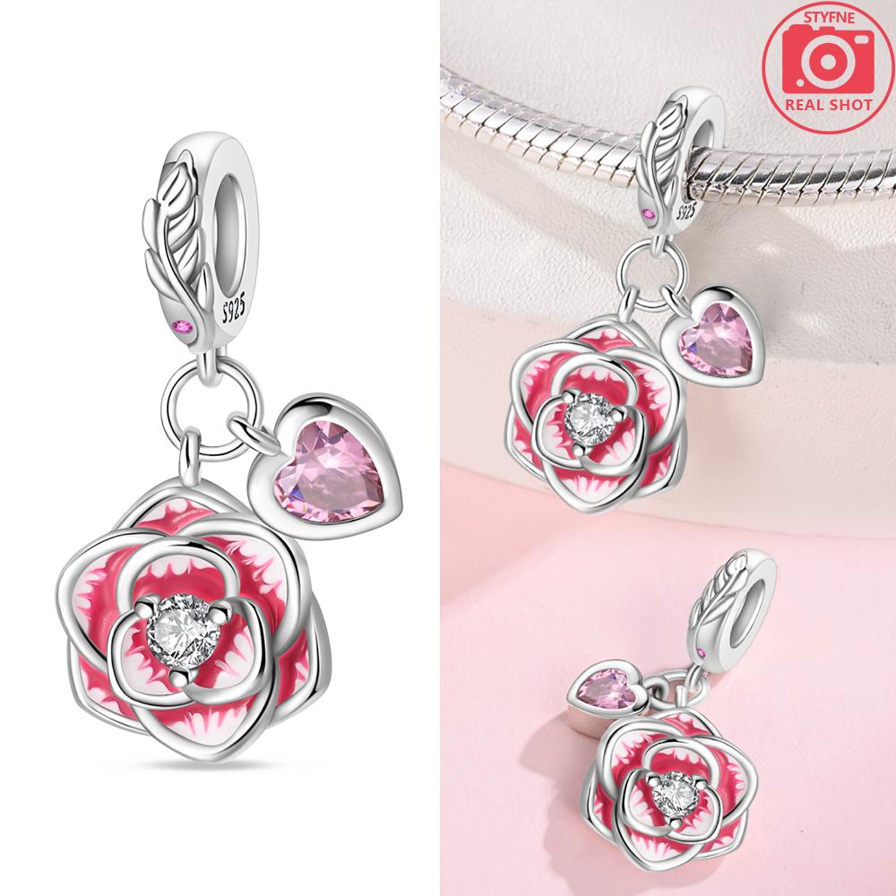 Copper Color Trunk Heart Shape Bow Pink Charms Beads Fitoriginal Bracelets Fine Diy Birthday Women Jewelry Gift