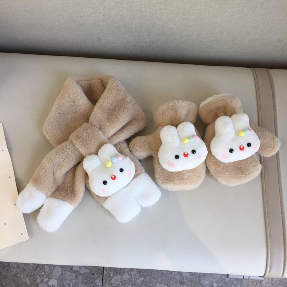 

Rabbit Plush Scarf Plush Girl&Child Scarf Ornaments Cute Winter Warm Neck Scarf Baby Accessories хакі