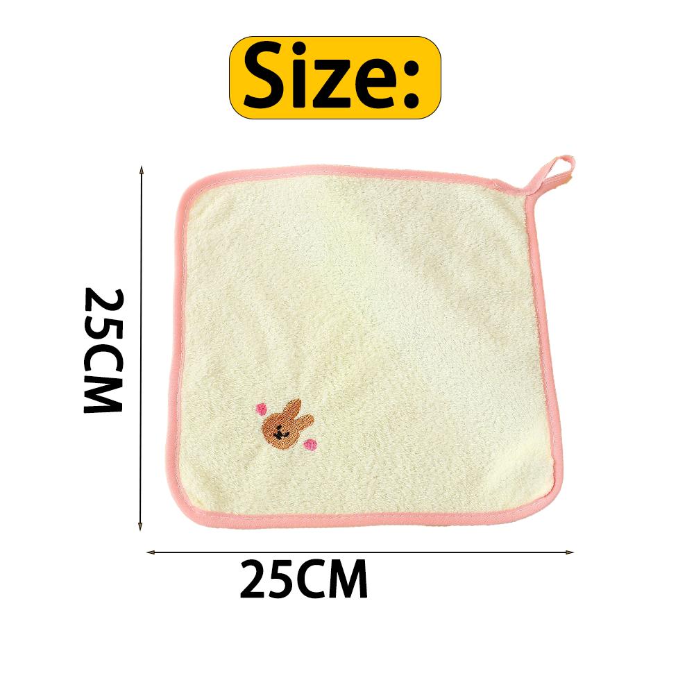25×25CM Cartoon Animal Embroidered Hanging Hand Towels - Soft Washcloths for Bathroom & Kitchen