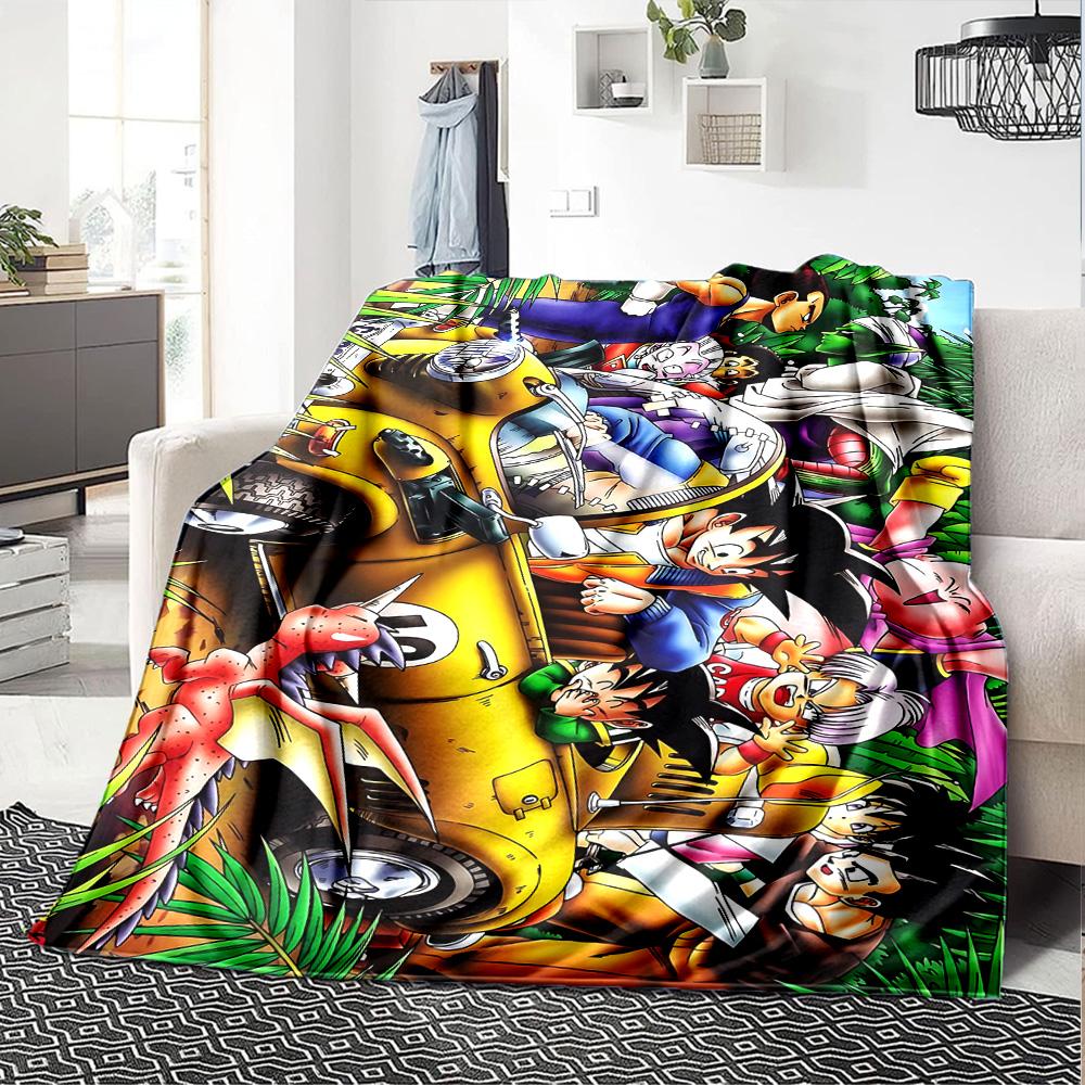 Dragon Ball Jungle Adventure Flannel Blanket Super Soft Warm Cozy Blanket for Sofa Bed Office Travel All‑Season Home Decor Gift