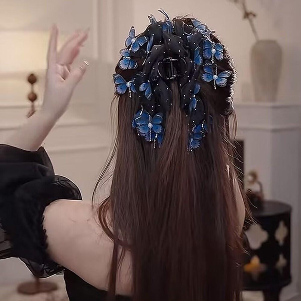 Vintage Butterfly Hairgrips Elegant Shark Clip Trendy Bow Mesh Hair Claw  Daily Use