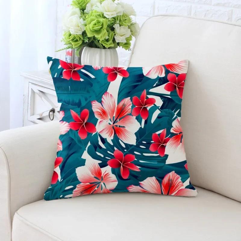 Luxury Home Decor Pillowcase Tropical Rainforest Plant Flower Coconut Print Office Sofa Car Cushion Cover