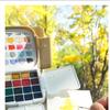 Blue Fruit Watercolor Paint Set for Kids - Solid Colors, Coloring Book, Cartoon Album, and Paintbrush Tool Set