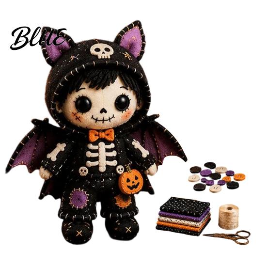Halloween Sewing Project Skeleton Witch Patchwork Kit Gothic Girl Doll DIY Step-by-step Tutorial Kit for Adults Teens Handmade Gift Beginners