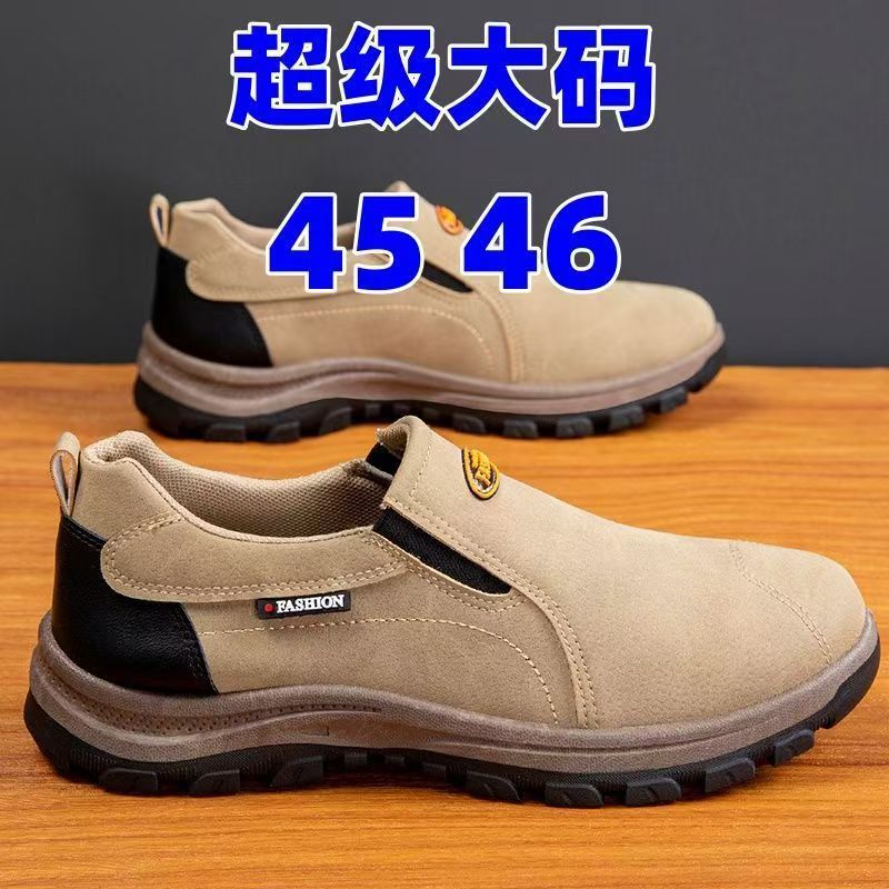 

Casual men s shoes lazy one-pedal tooling single shoes lightweight soft-soled Korean version running shoes large size 4546 soft leather shoes 46 хакі
