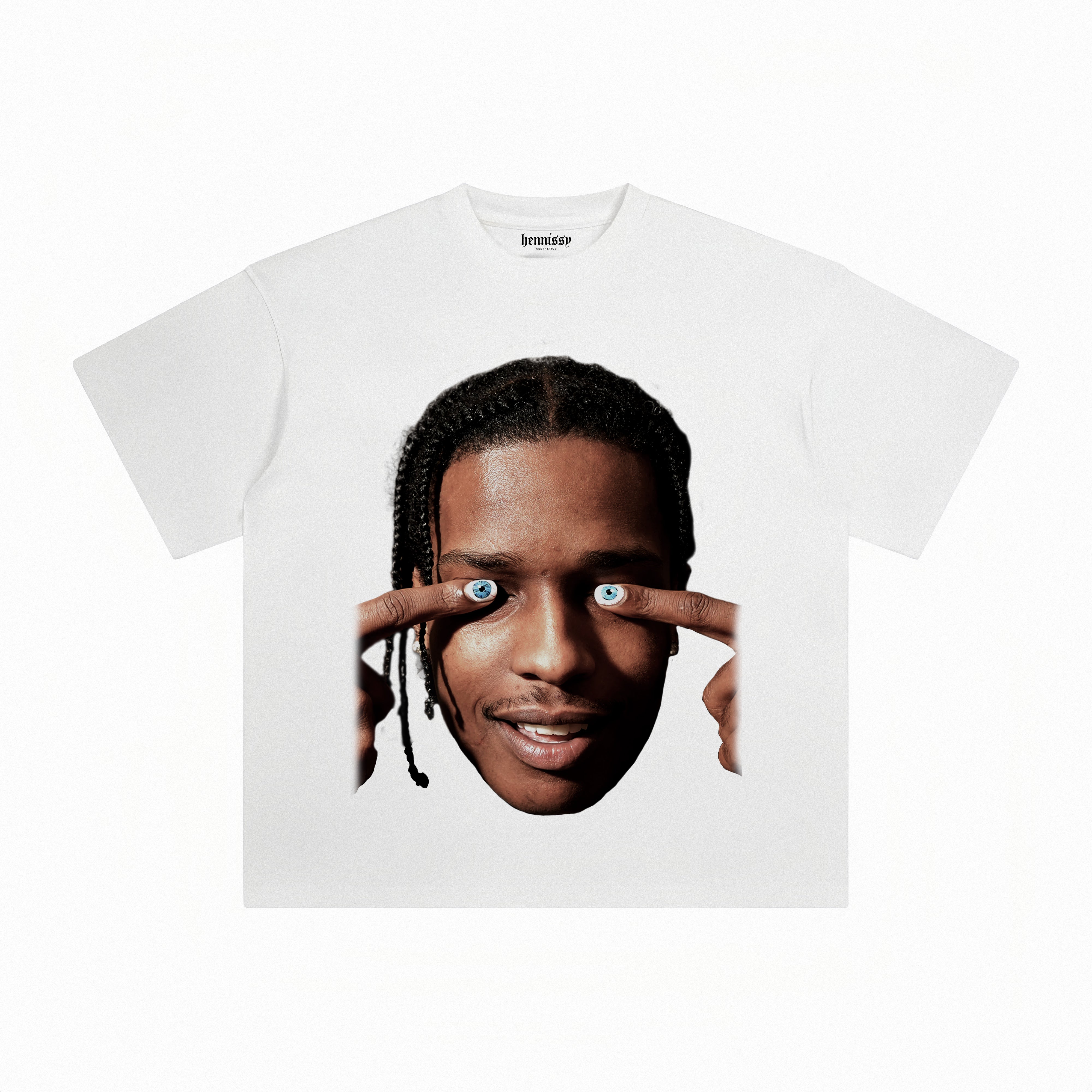 

Summer Rapper ASAP ROCKY BIG FACE TEE Printed Cotton Crew Neck T-shirt Fashion Casual Loose Streetwear High Quality Unisex S
