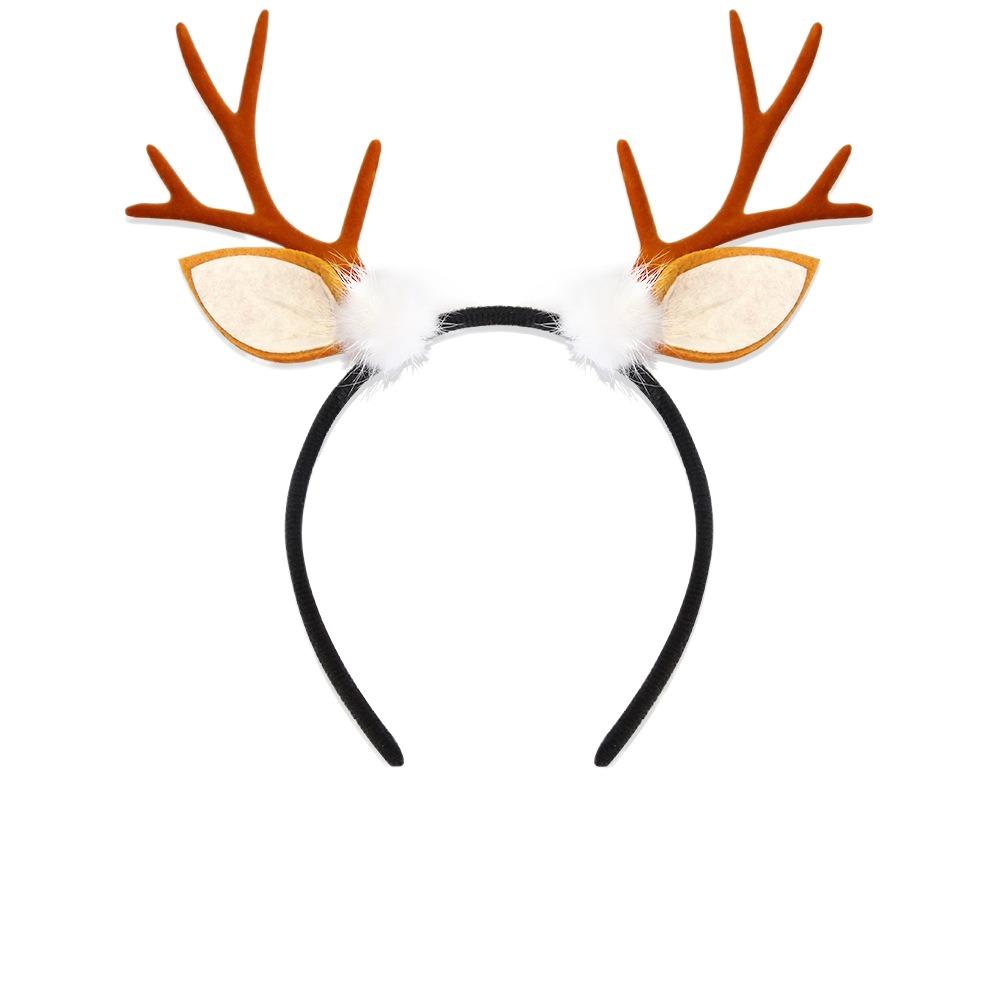 Cute Christmas Headband Flocked Antler Xmas Hairband Creative Deer Ear Headband  Woman
