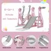Kids Slide Swing Set, 4 In1 Baby Mini Playground, Freestanding Baby Playground with Non-Slip Ladder, Slide, Swing, Basketball Hoop Set