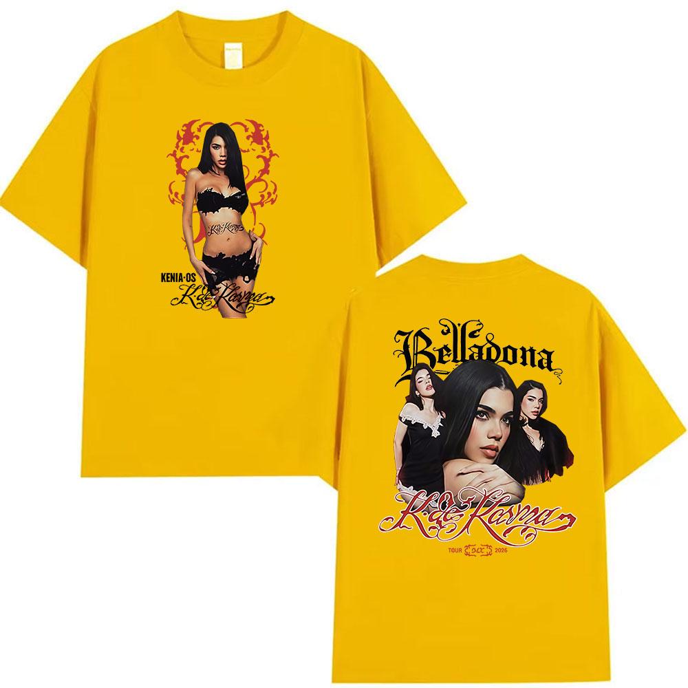 Kenia Os K De Karma Belladona Tour 2026 Graphic T Shirts Unisex Women Hip Hop Aesthetic Pop Cotton Short Sleeve Tshirt Streetwear