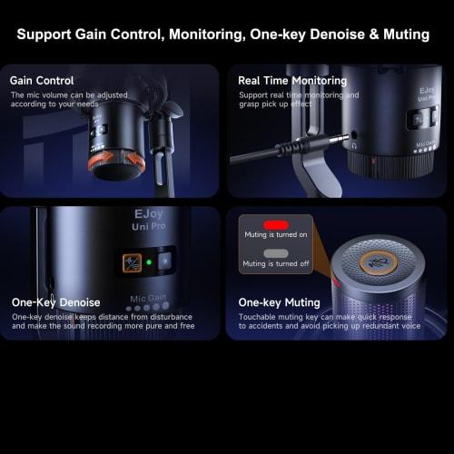 Comica USB Microphone for Computers and Smartphones, RGB Cardioid Condenser Gaming Microphone (for Podcasting, Streaming, and Recording) with Desktop