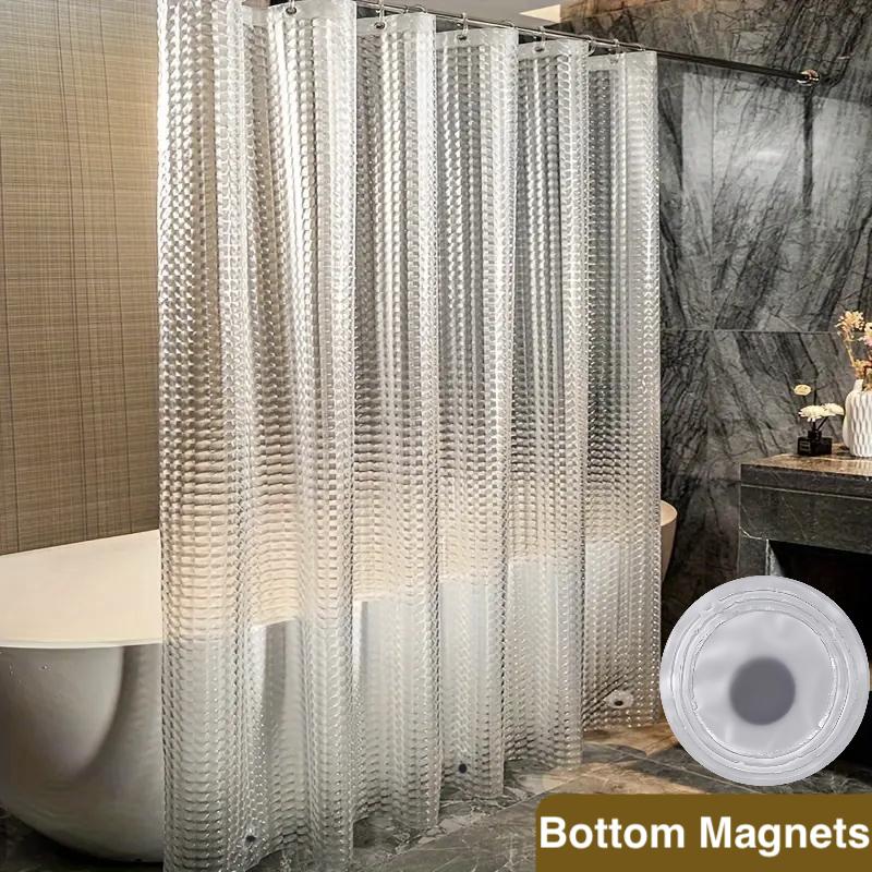 1Pc White Lightweight Shower Curtain Liner With Magnets & Metal Grommets, Plastic Bath Curtain Bathroom Decor & Accessories