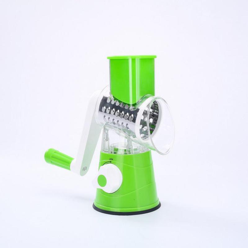 green 3In1 Hand-Cutter Vegetable Stainless Steel Multi-Function Drum Rotary Grater Fruit Potato Onion Slicer Kitchen Tool Food Chopper