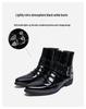 Men's Autumn Shiny Pointed Toe High-Top Chelsea Leather Boots - British Style, Formal or Casual.