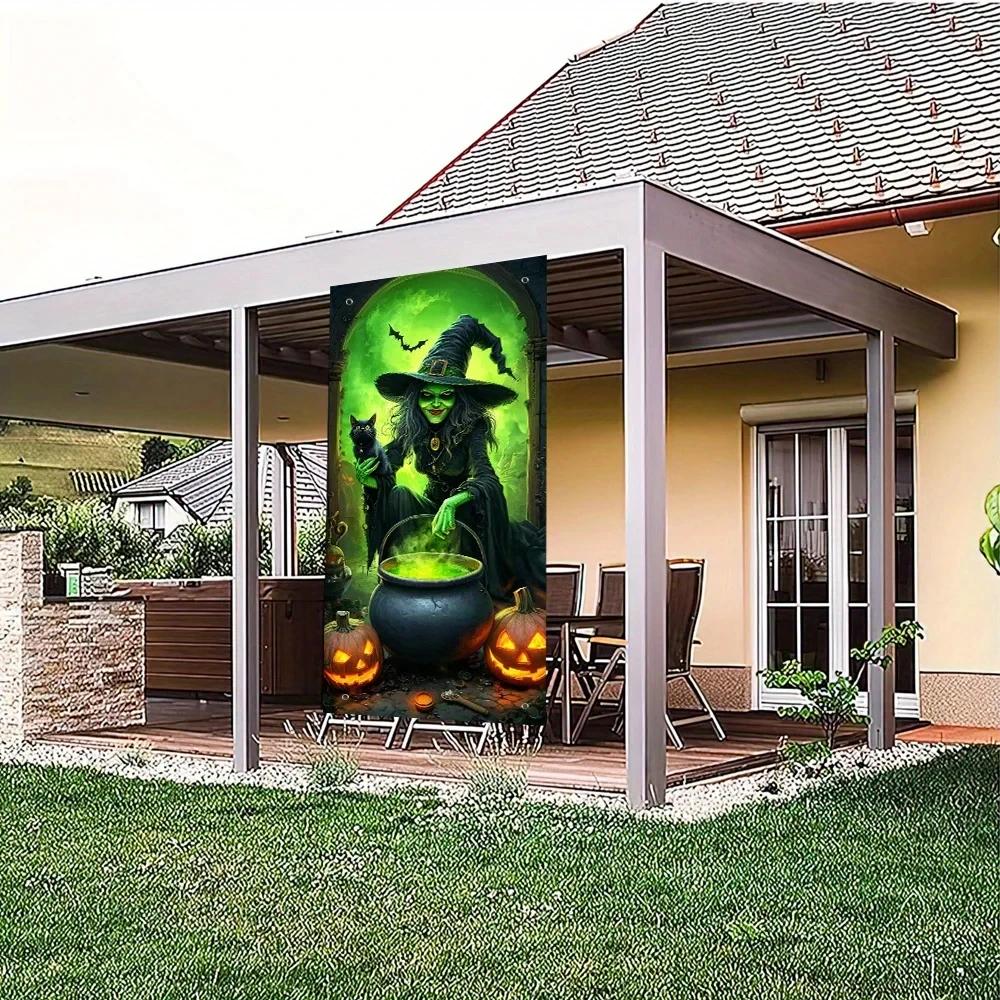 Halloween Party Banner Backdrop Horror Killer Creepy Scary Zombie Nun Terror Ghost Theme Decorations Decor for Front Door