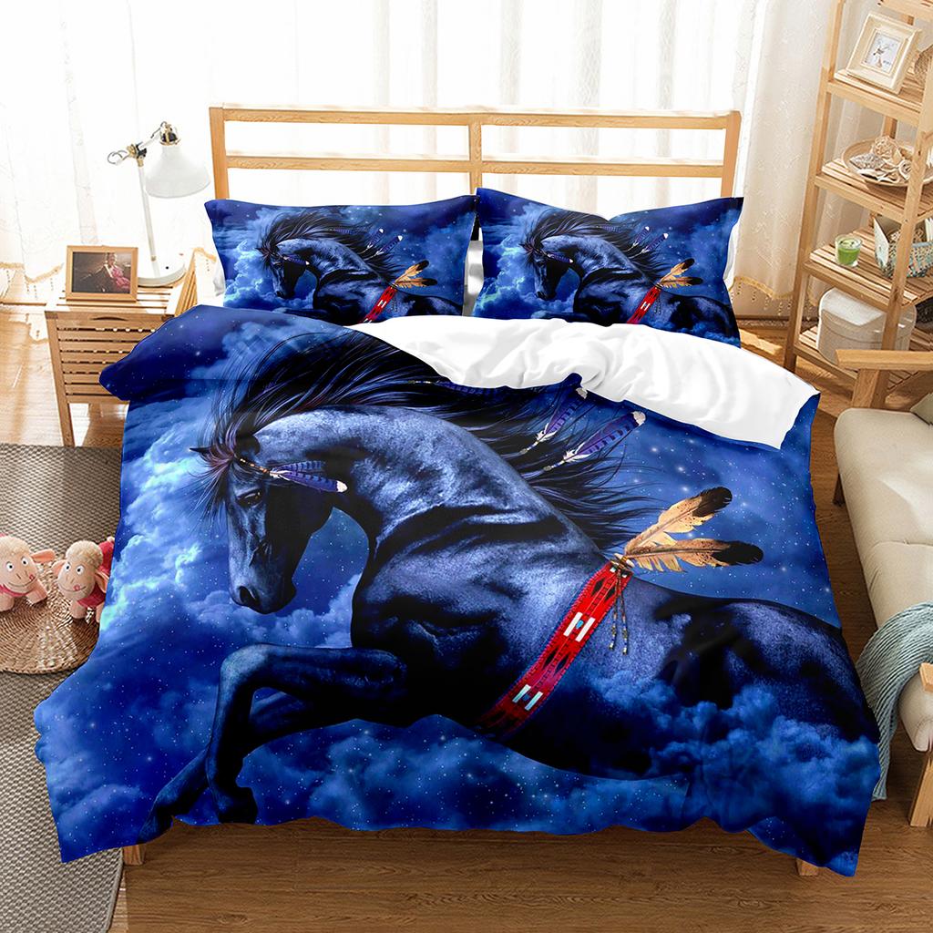 Luxury 3D Bedding Set Europe Queen King Double Twin Duvet Cover Set Comfortable Quilt Cover Bed Set Animal Horse Wild Animals
